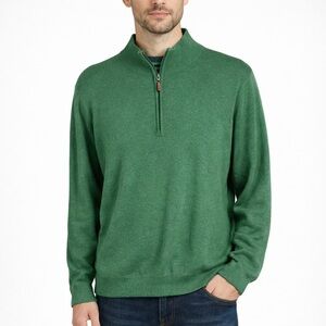 J. McLaughlin Green 1/2 Zip Sweater Mens size L Casual Preppy Pullover